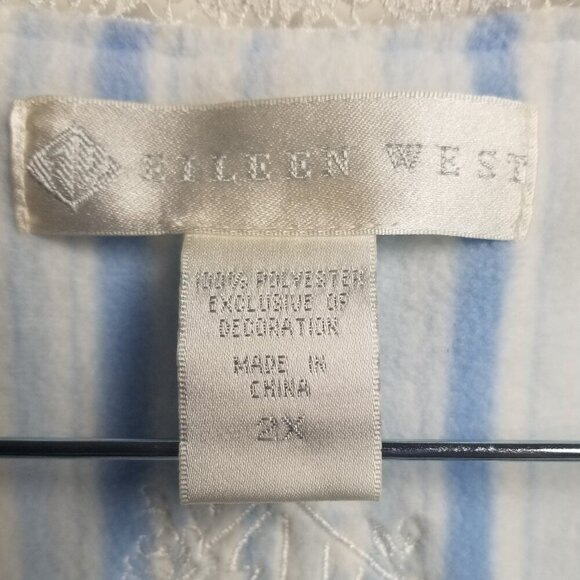 Eileen West Pastel Blue Lace Trim Cottagecore Women's Flannel Pajamas Sz 2X - Picture 7 of 11